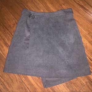 Gray corduroy faux wrap skirt